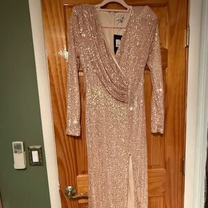 Fashion Nova Rose Gold Sequin Dress